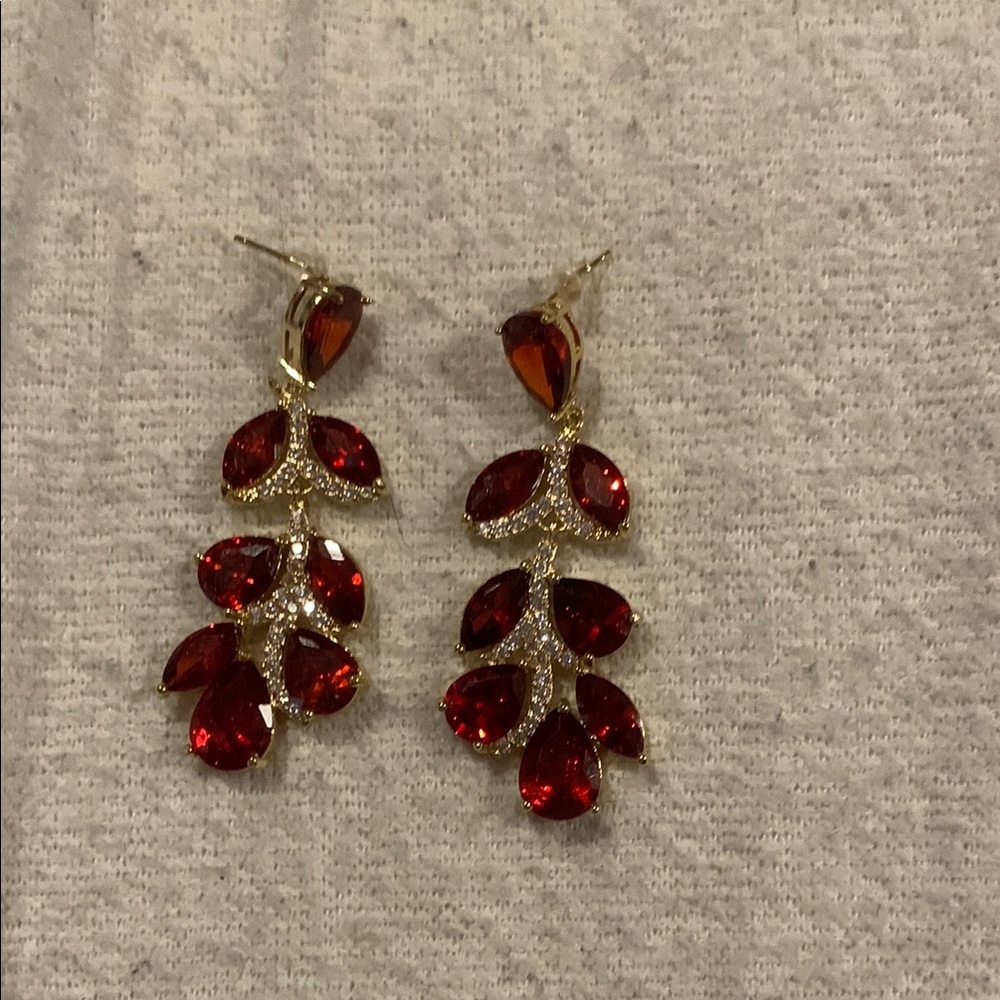 Elegant Red and Gold Drop Earrings